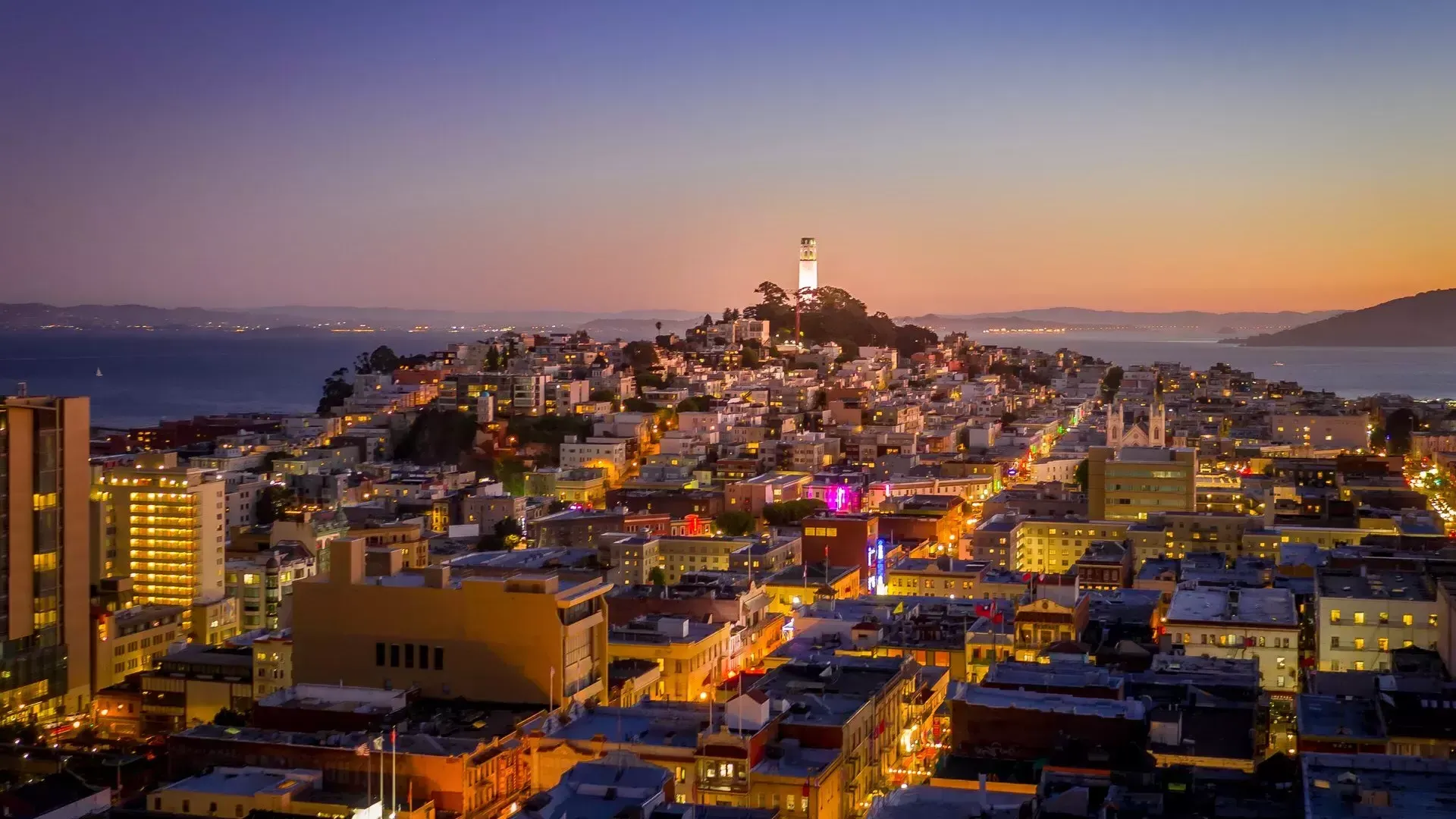 North Beach during twilight